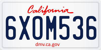 CA license plate 6XOM536