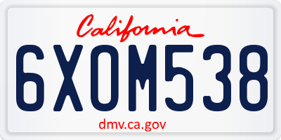 CA license plate 6XOM538
