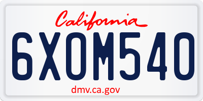 CA license plate 6XOM540