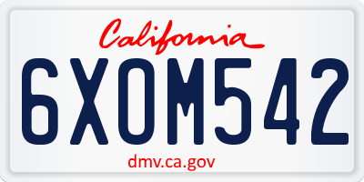 CA license plate 6XOM542