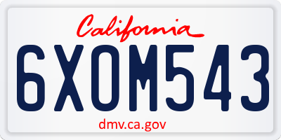CA license plate 6XOM543