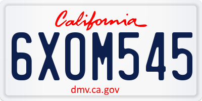 CA license plate 6XOM545