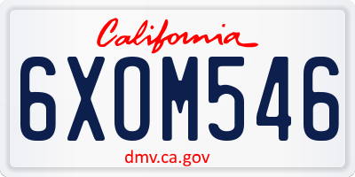 CA license plate 6XOM546