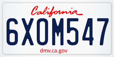 CA license plate 6XOM547