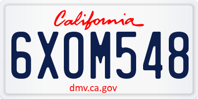 CA license plate 6XOM548