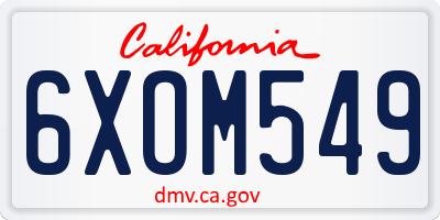 CA license plate 6XOM549