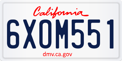 CA license plate 6XOM551