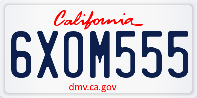 CA license plate 6XOM555