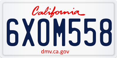 CA license plate 6XOM558