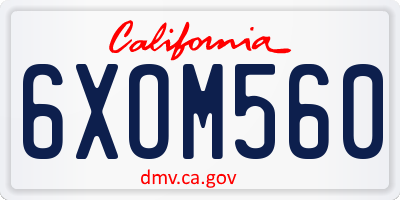 CA license plate 6XOM560