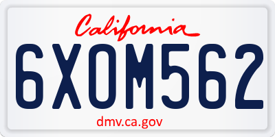 CA license plate 6XOM562