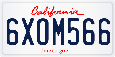CA license plate 6XOM566
