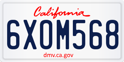 CA license plate 6XOM568