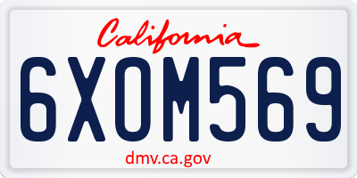 CA license plate 6XOM569