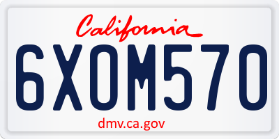 CA license plate 6XOM570
