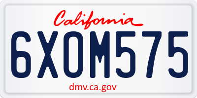 CA license plate 6XOM575