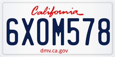 CA license plate 6XOM578