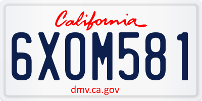 CA license plate 6XOM581