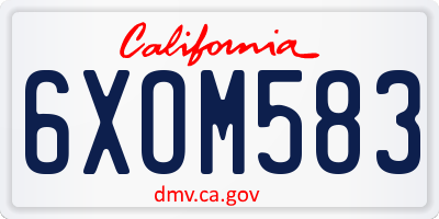 CA license plate 6XOM583