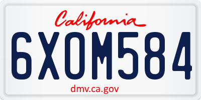 CA license plate 6XOM584