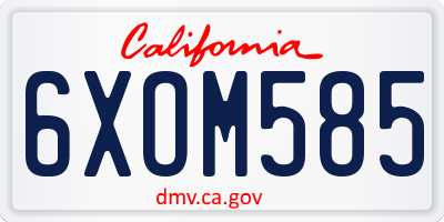 CA license plate 6XOM585