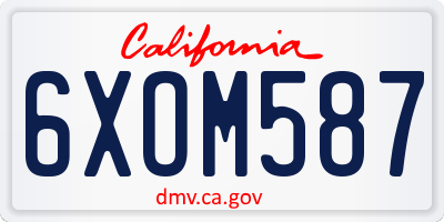 CA license plate 6XOM587