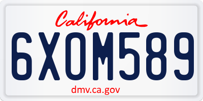 CA license plate 6XOM589