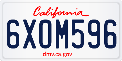 CA license plate 6XOM596