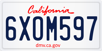 CA license plate 6XOM597