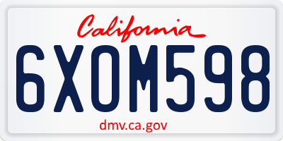 CA license plate 6XOM598
