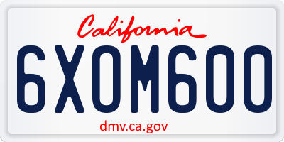 CA license plate 6XOM600