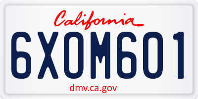 CA license plate 6XOM601