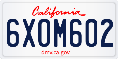 CA license plate 6XOM602
