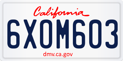 CA license plate 6XOM603