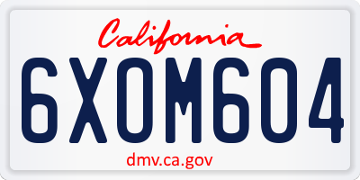 CA license plate 6XOM604