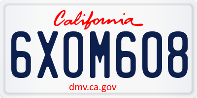 CA license plate 6XOM608