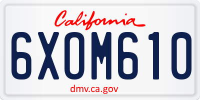 CA license plate 6XOM610