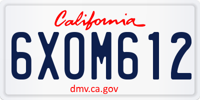 CA license plate 6XOM612
