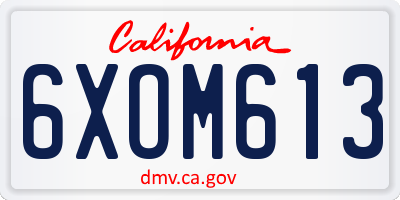 CA license plate 6XOM613