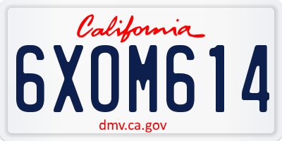 CA license plate 6XOM614