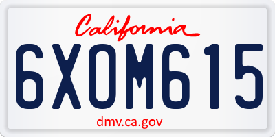 CA license plate 6XOM615