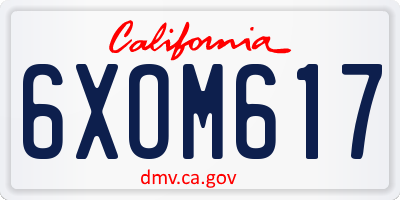 CA license plate 6XOM617