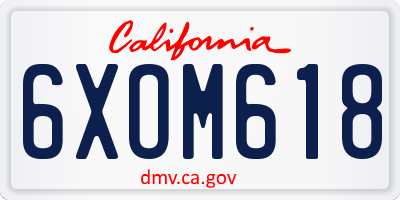CA license plate 6XOM618