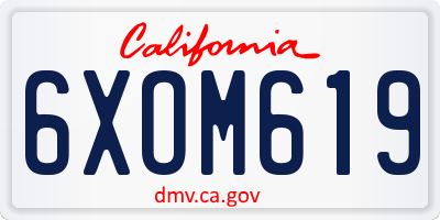 CA license plate 6XOM619