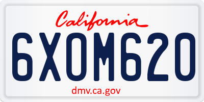 CA license plate 6XOM620