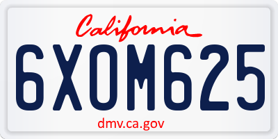 CA license plate 6XOM625