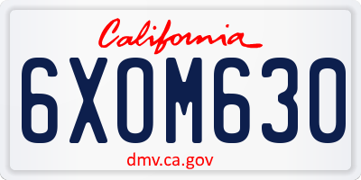 CA license plate 6XOM630