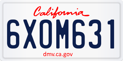 CA license plate 6XOM631