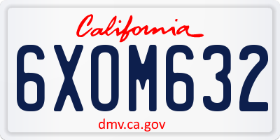CA license plate 6XOM632