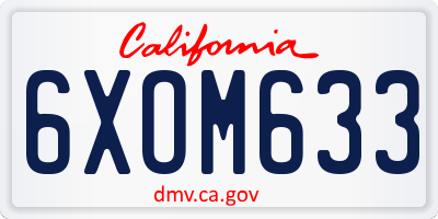 CA license plate 6XOM633